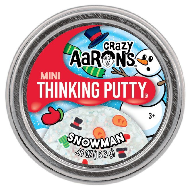 Crazy Aarons Snowman Mini 2 Inch Thinking Putty Tin - Owl & Goose Gifts