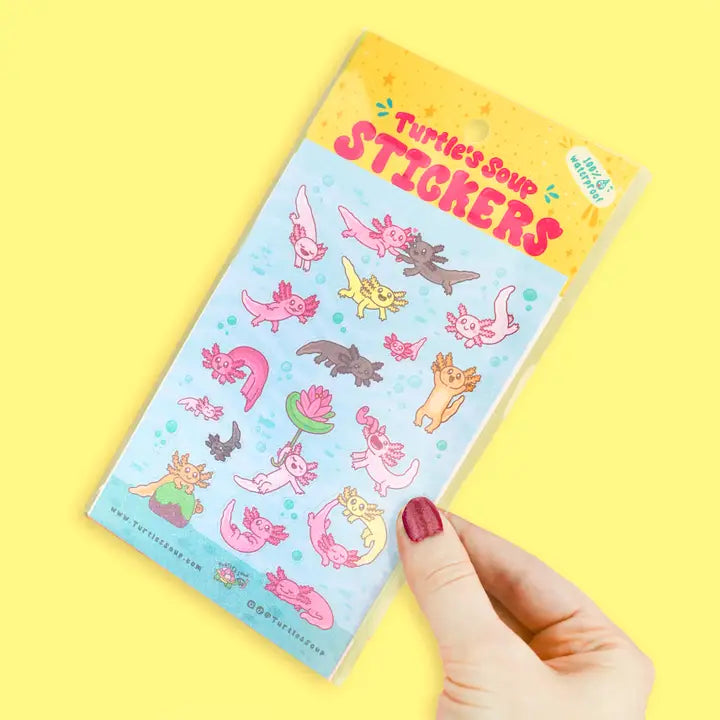 Turtle's Soup Axolotl Cute Vinyl Sticker Sheet
