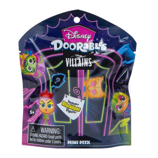 Disney Doorables Blacklight Series Villains - 1 MYSTERY BAG - Owl & Goose Gifts