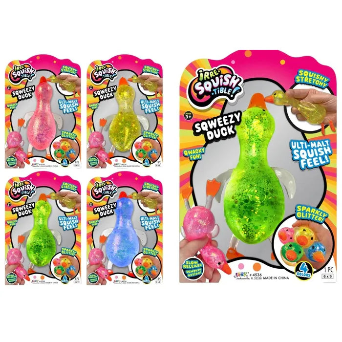 Ja-Ru Irre-Squish-Tible Sqweezy Ducks 6 Inch Squishy Sensory Toy - Assorted