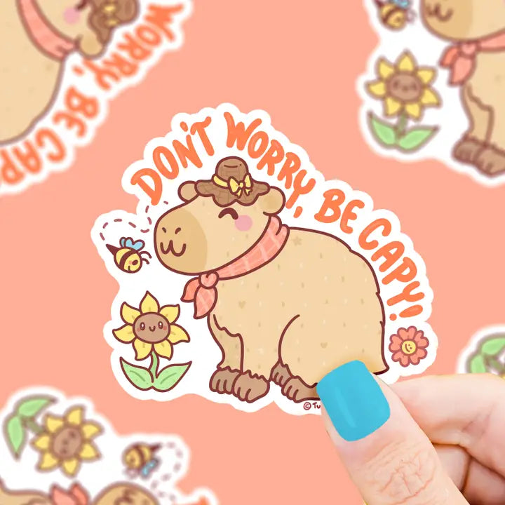 Turtle's Soup Don't Worry Be Capy Vinyl Sticker