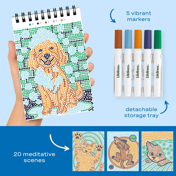 Lifelines FlowArt MINI Dot-By-Letter - Furry Friends - Meditative Art