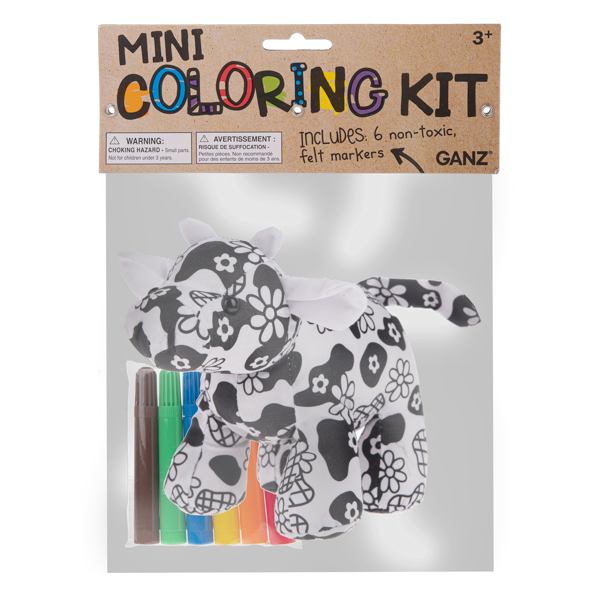 Ganz 7 Inch Mini Coloring Kit - Color Your Own Plush Toy - COW