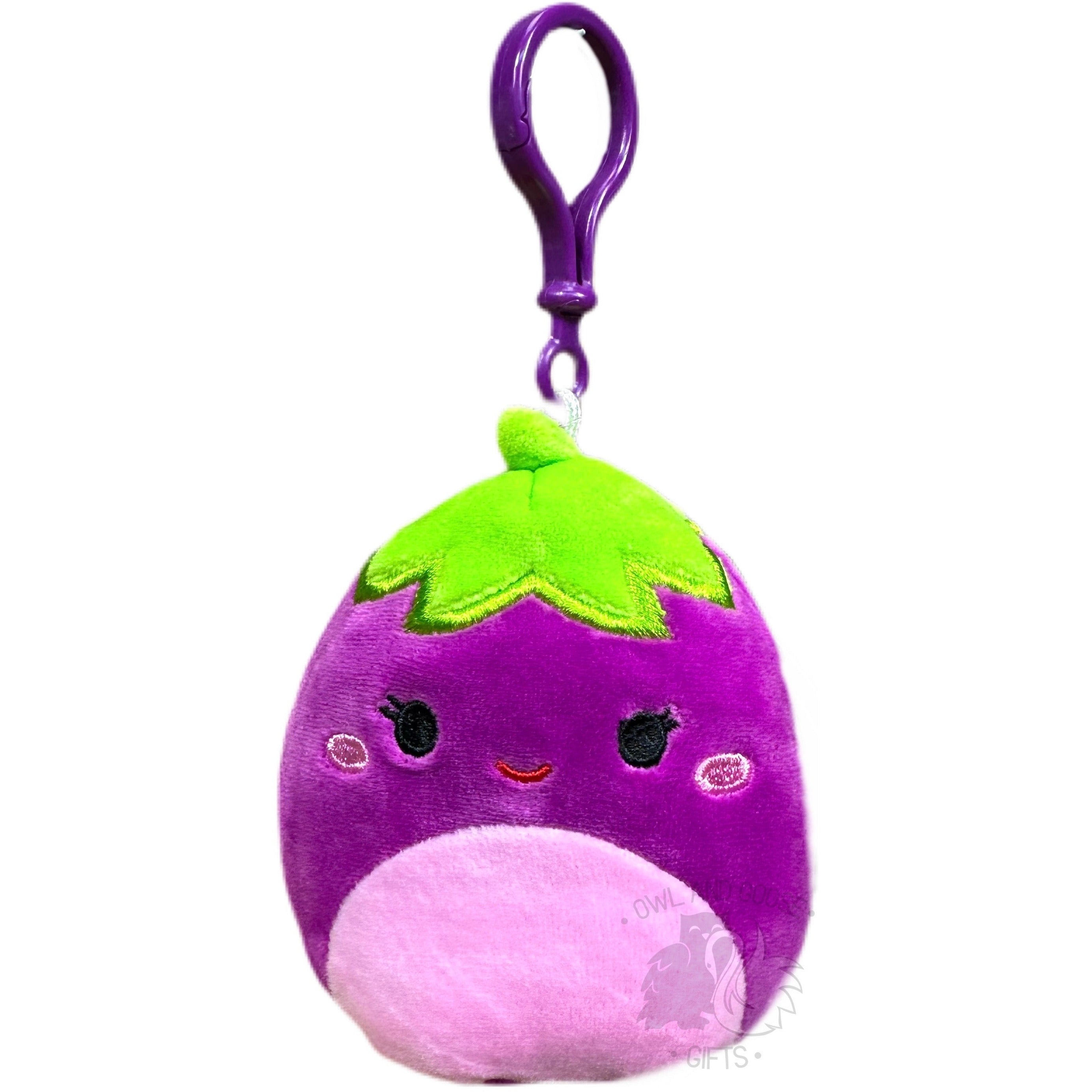 Squishmallow 3.5 Inch Glena the Eggplant Plush Clip