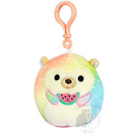 Squishmallow 3.5 Inch Bowie the Hedgehog with Watermelon Plush Clip