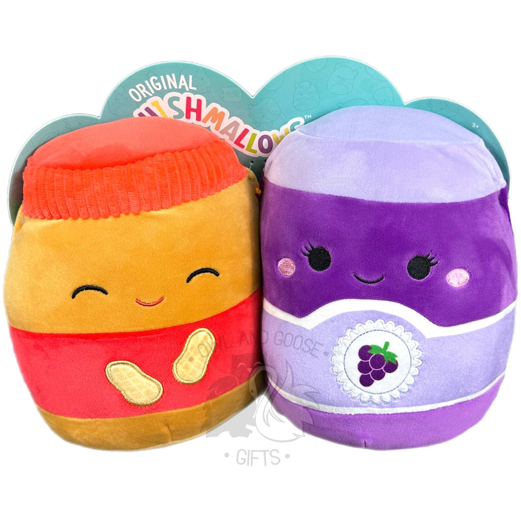 Squishmallow 8 Inch Nedison the Peanut Butter and Argie the Jelly Perfect Pair Plush Toy