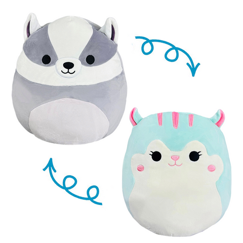 Squishmallow 12 Inch Mita the Badger and Serene the Squirrel Flip-a-Mallows Plush Toy