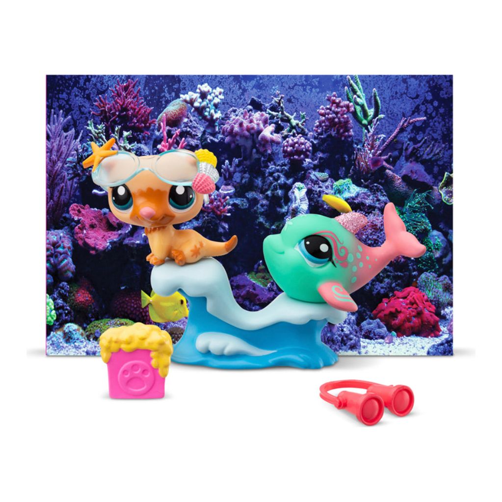 Littlest Pet Shop Petfluencer Pairs Play Set - Dolphin #46 and Otter #47 - Owl & Goose Gifts