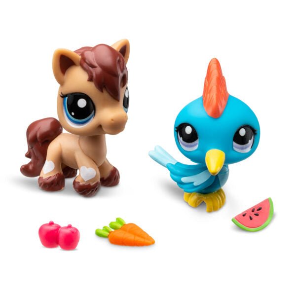 Littlest Pet Shop Pet Pairs Play Set Pony 19 and Woodpecker 23 Owl Goose Gifts