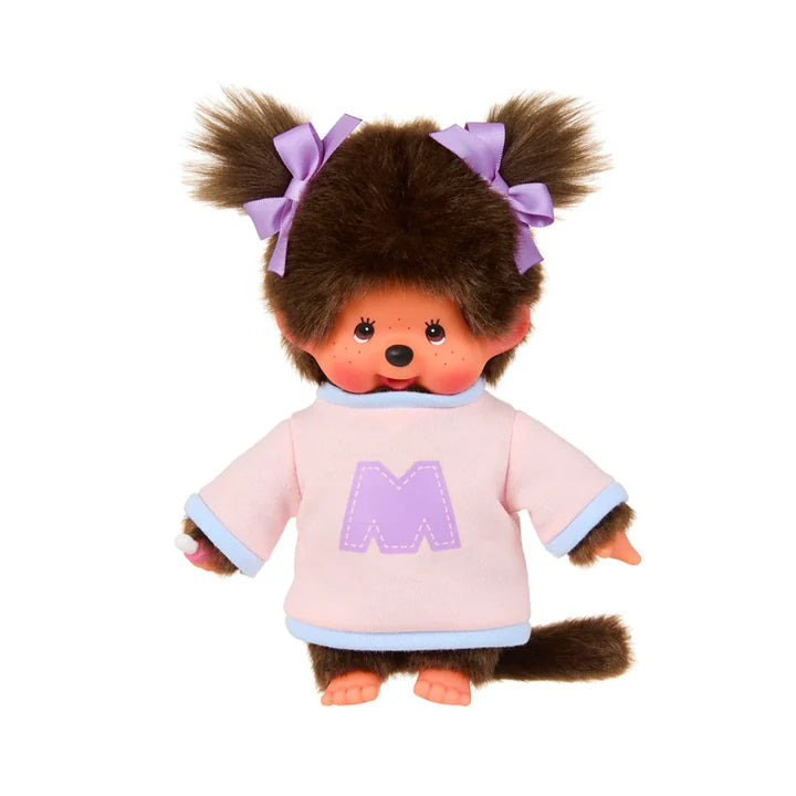 Monchhichi 8 Inch Bi-Colored Sweater Girl Plush Doll Toy