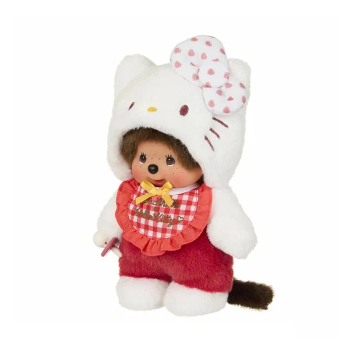 Monchhichi x Hello Kitty 7.87 Inch Monchhichi Gingham Check Plush Toy