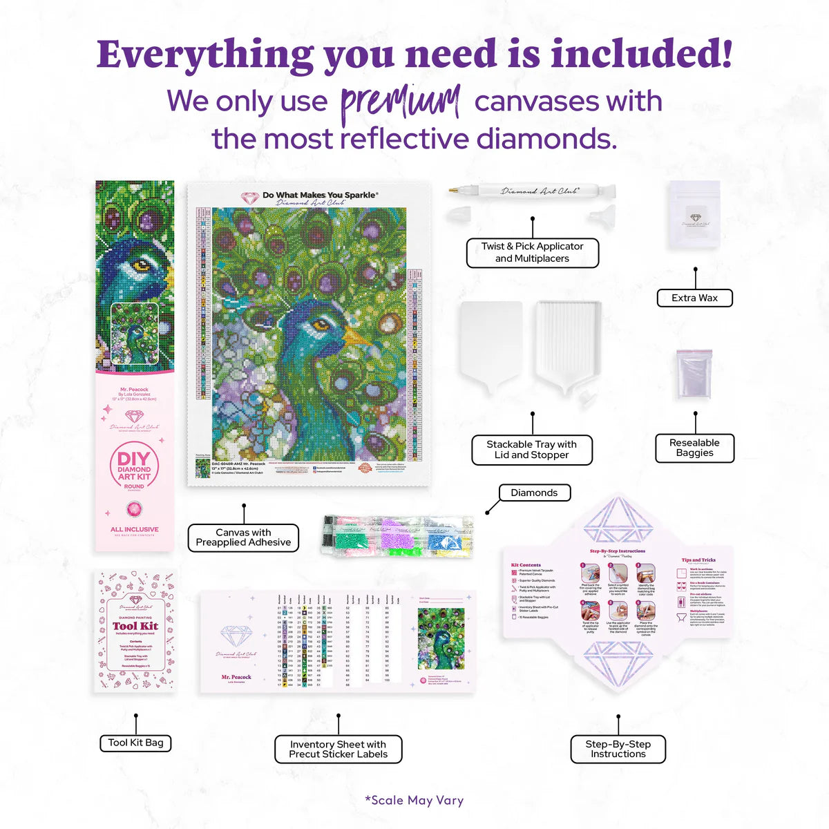Diamond Art Club Mr. Peacock Diamond Painting Kit
