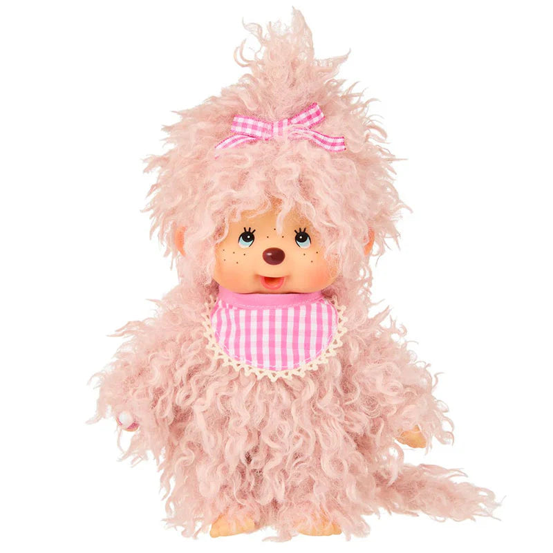 Monchhichi 8 Inch Fluffy Pink Beige Girl Plush Doll Toy