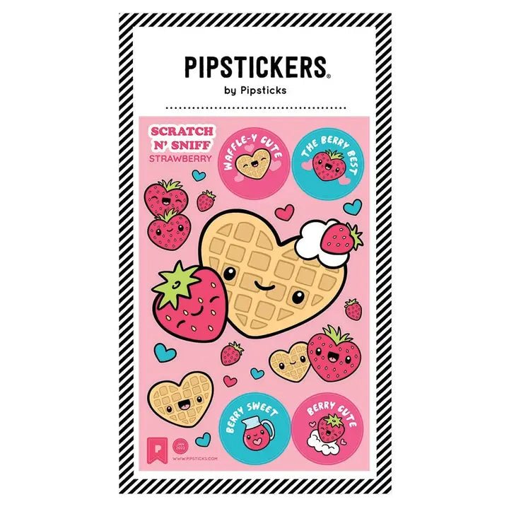 Pipsticks Waffle - y Cute Scratch N' Sniff Stickers - Strawberry - Owl & Goose Gifts