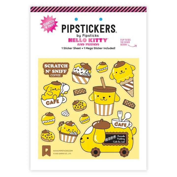 Pipsticks + Hello Kitty Pompompurin Cafe Cruiser Scratch 'n Sniff Stickers - Owl & Goose Gifts