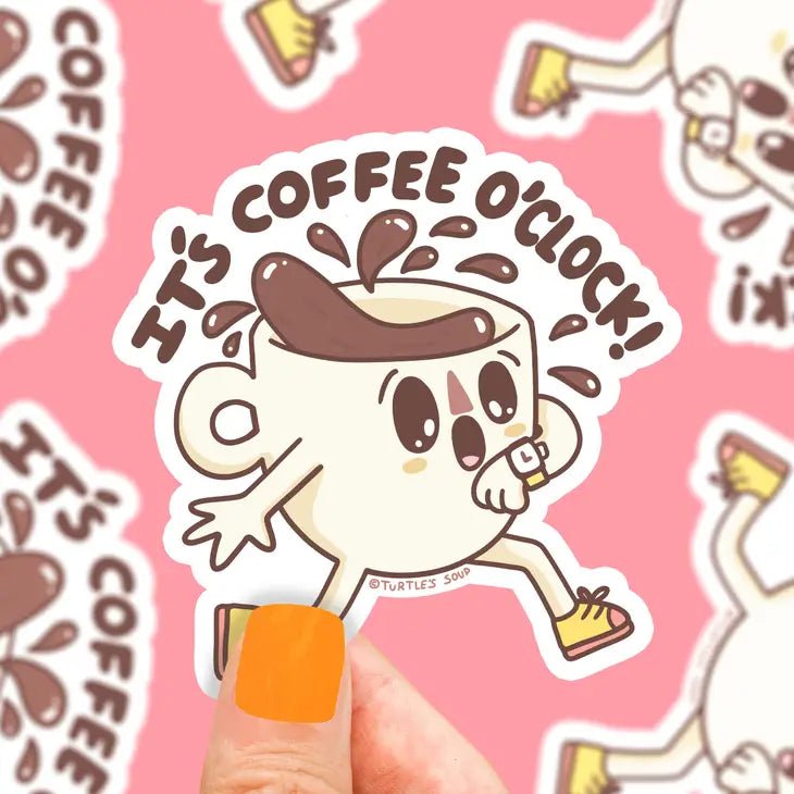 Turtle's Soup It's Coffee O'Clock Vinyl Sticker - Owl & Goose Gifts