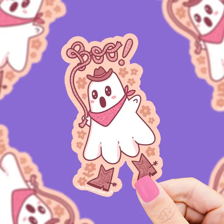 Turtle's Soup Ghost Cowboy Halloween Vinyl Sticker - Owl & Goose Gifts