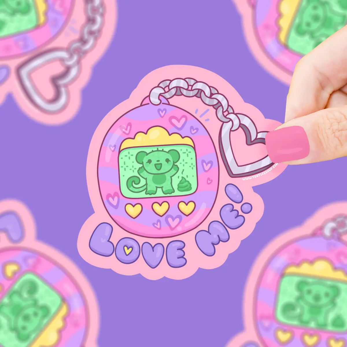 Turtle's Soup Love Me Virtual Pet Valentine Vinyl Sticker - Owl & Goose Gifts