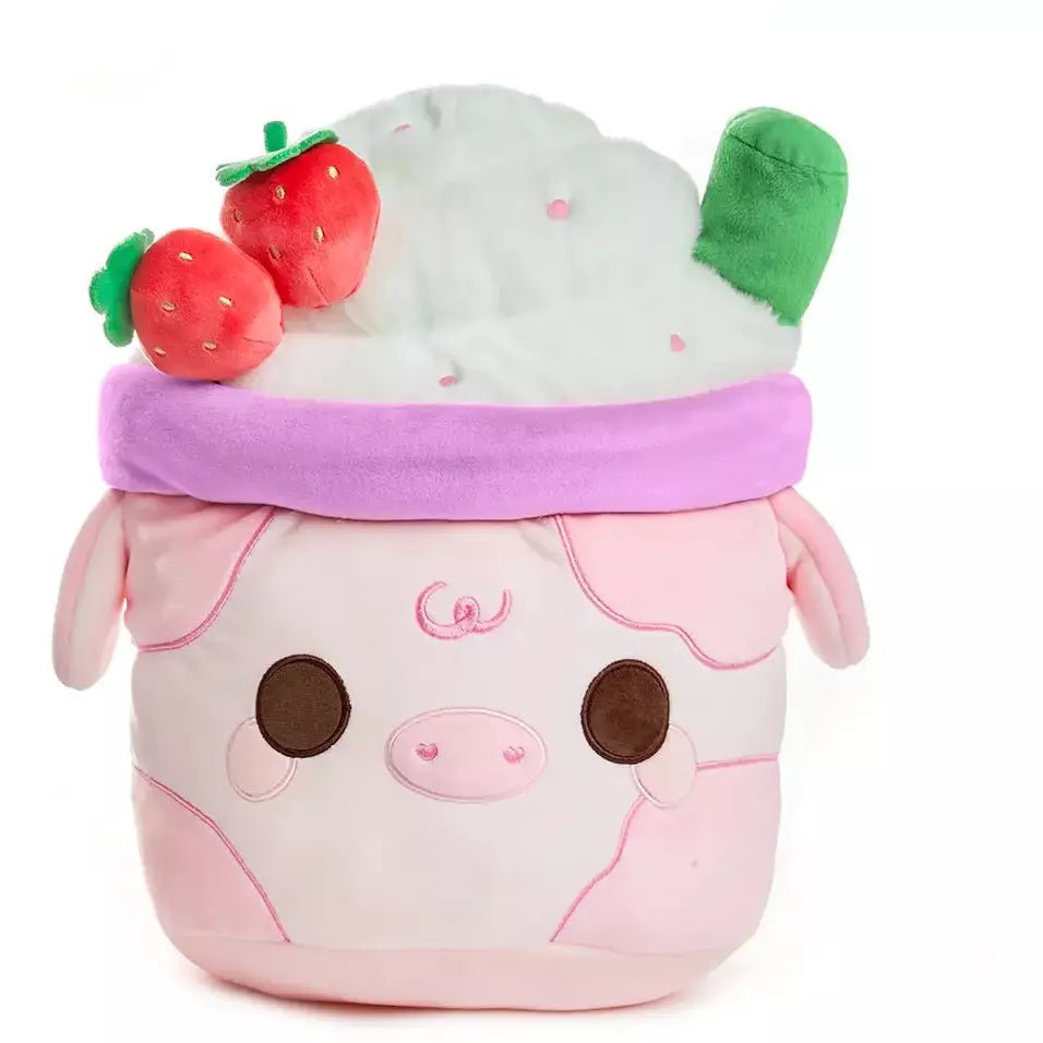 Cuddle Barn 11 Inch Strawberry Mooshake Kawaii Plush Toy - Owl & Goose Gifts