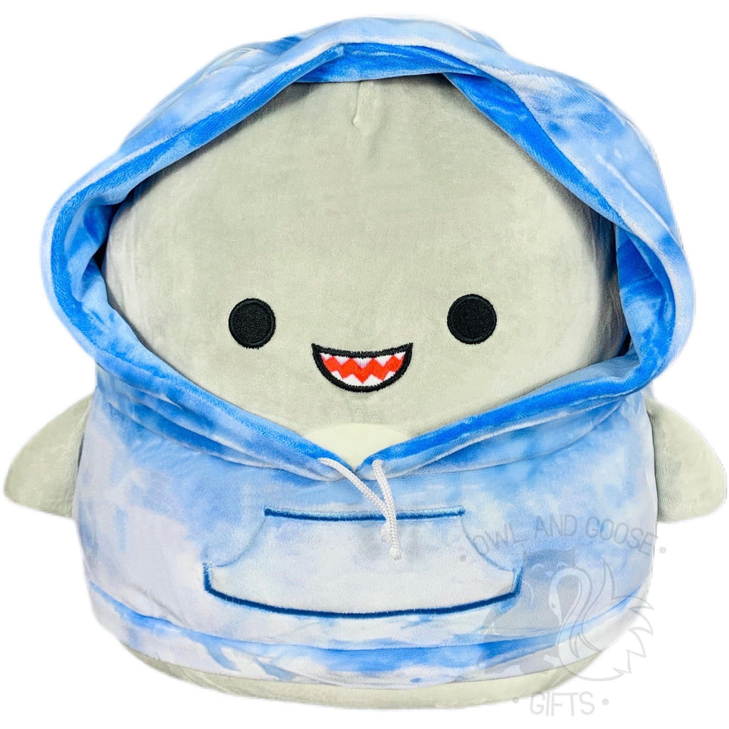 Squishmallow 12 Inch Gordon the Shark Hoodie Squad Plush Toy - Owl & Goose Gifts