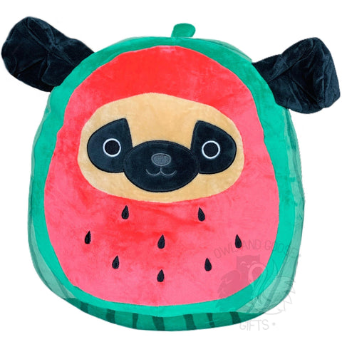 Squishmallow 14 Inch Prince the Pug in Watermelon Costume Plush Toy - Owl & Goose Gifts