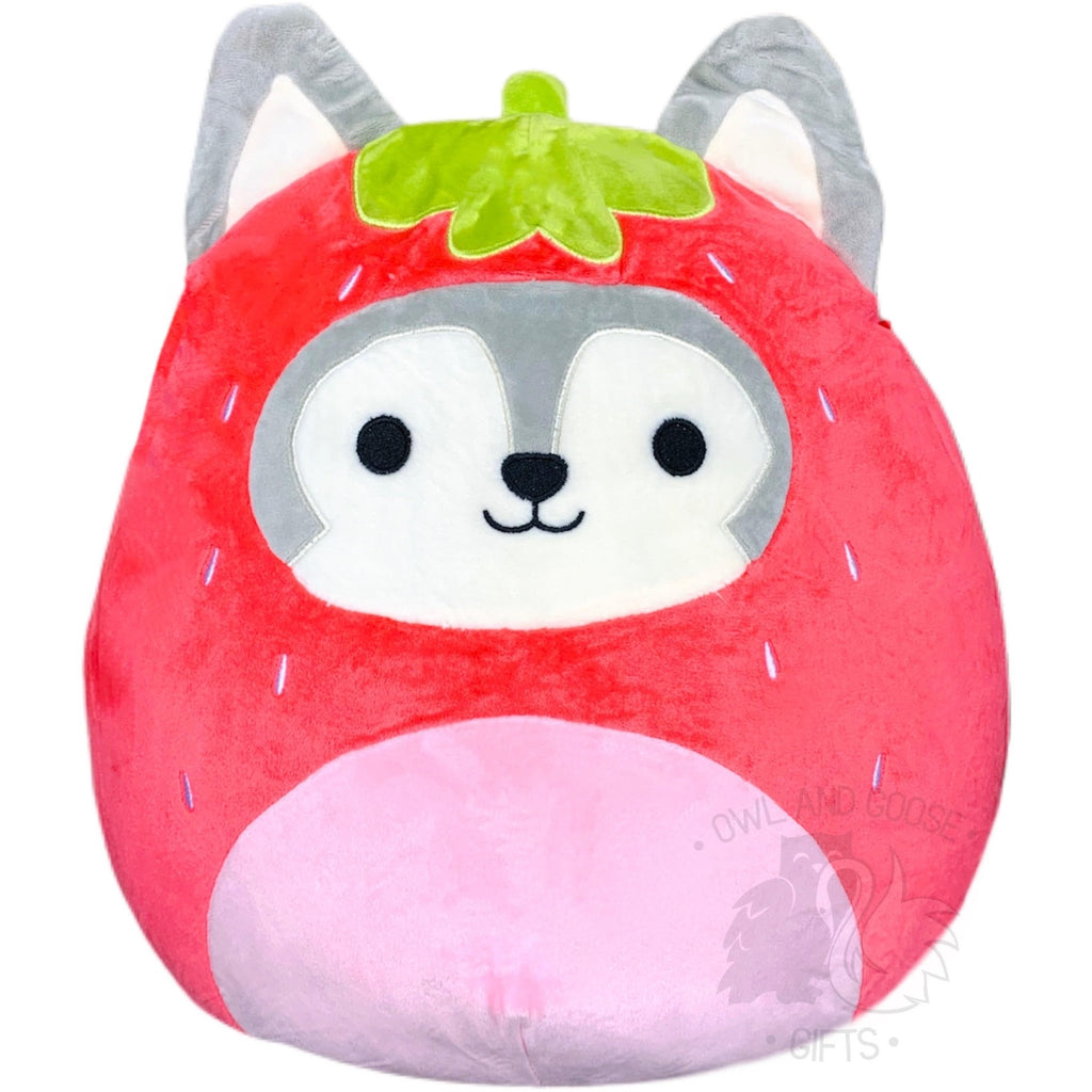 Squishmallow 14 Inch Ryan the Husky in Strawberry Costume Plush Toy - Owl & Goose Gifts