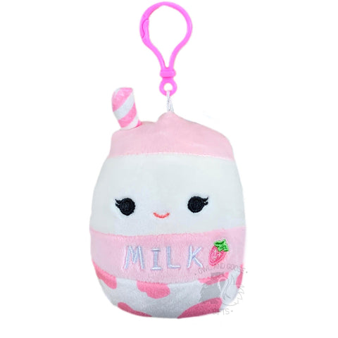 Squishmallow 3.5 Inch Amelie the Strawberry Milk Plush Clip - Owl & Goose Gifts