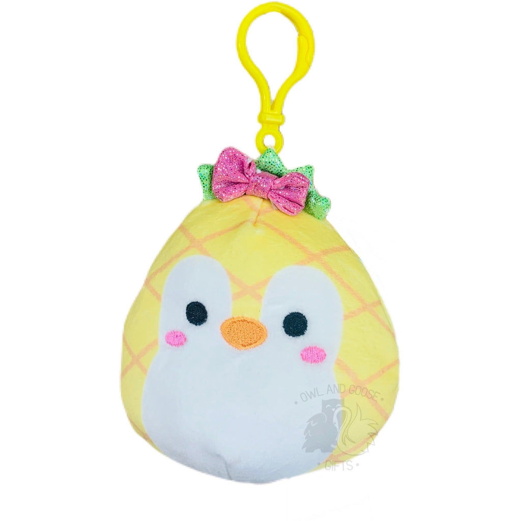 Squishmallow 3.5 Inch Piper the Penguin in Pineapple Costume Plush Clip - Owl & Goose Gifts