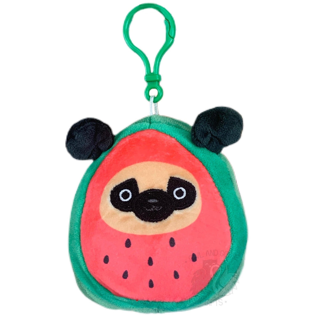 Squishmallow 3.5 Inch Prince the Pug in Watermelon Costume Plush Clip - Owl & Goose Gifts