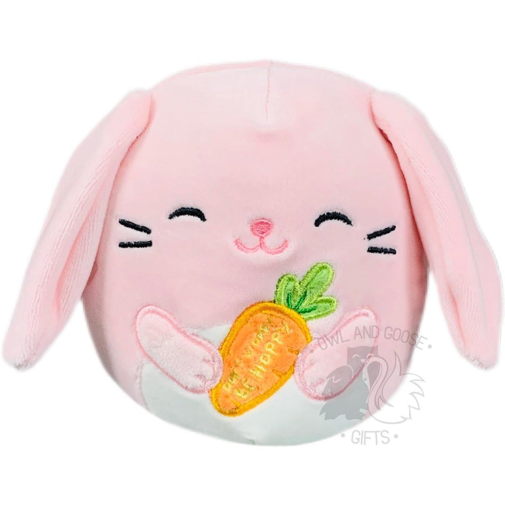 Squishmallow 5 Inch Bop the Pink Bunny Holding Carrot Easter Plush Toy - Owl & Goose Gifts