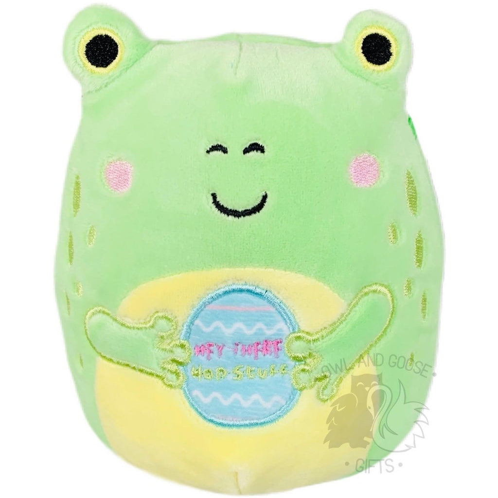Squishmallow 5 Inch Zhen the Frog Holding Egg Easter Plush Toy - Owl & Goose Gifts