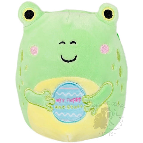 Squishmallow 5 Inch Zhen the Frog Holding Egg Easter Plush Toy - Owl & Goose Gifts