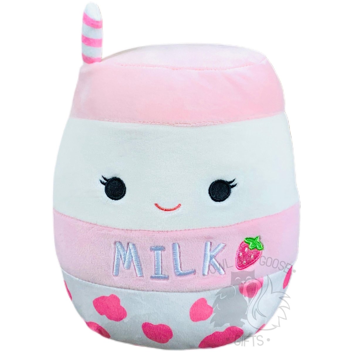 NWT Squishmallow 5” AMELIE the Strawberry Milk Food Squad Striped Straw  Pink