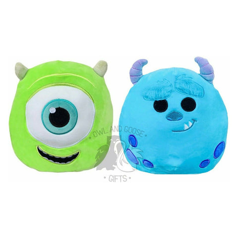 Squishmallow 8 Inch Mike Wazowski & Sulley Set of 2 - Disney's Monsters Inc. Plush Toy - Owl & Goose Gifts