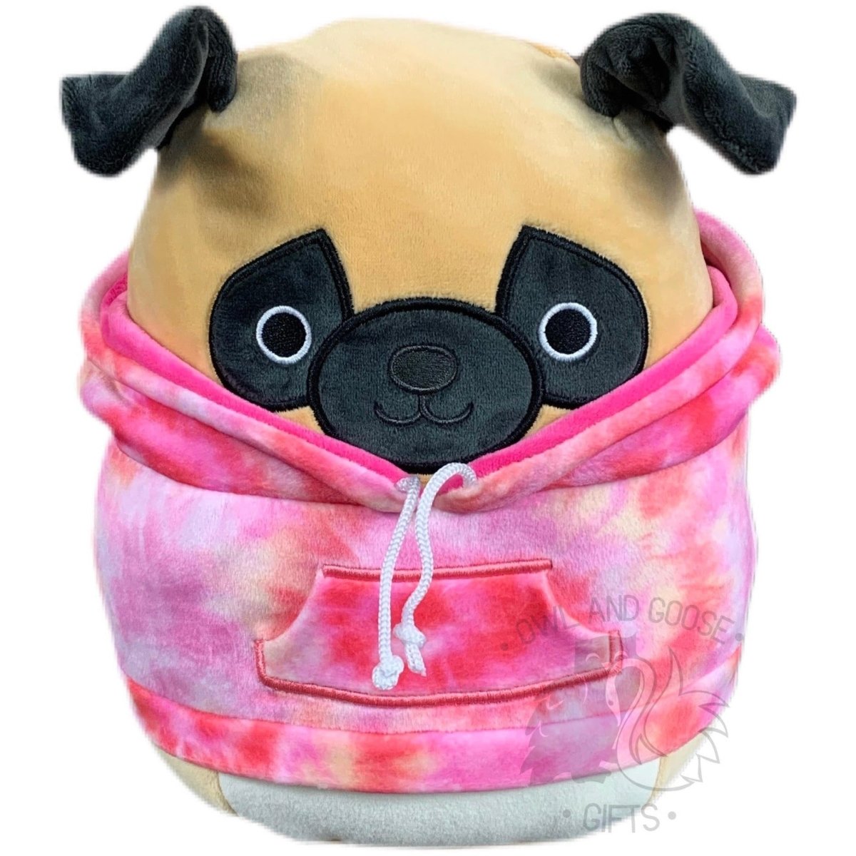 Squishmallow 8 Inch Prince the Pug Hoodie Squad Plush Toy - Owl & Goose Gifts