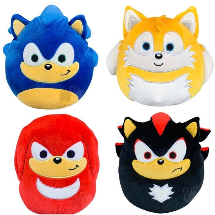 Squishmallow 8 Inch Sonic the Hedgehog Set of 4 - Sonic, Tails, Knuckles, Shadow - Owl & Goose Gifts