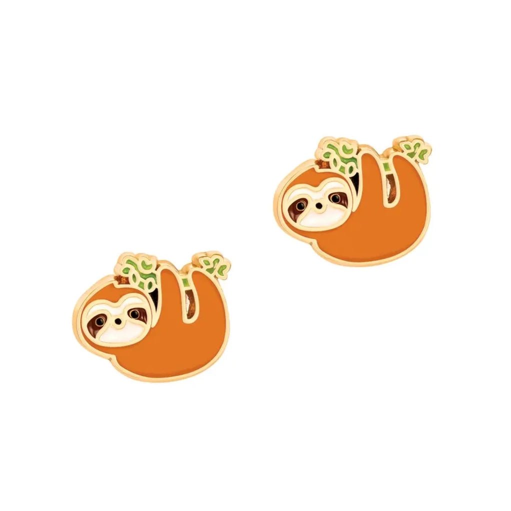 Girl Nation: Playful Sloth Cutie Stud Earrings - Owl & Goose Gifts
