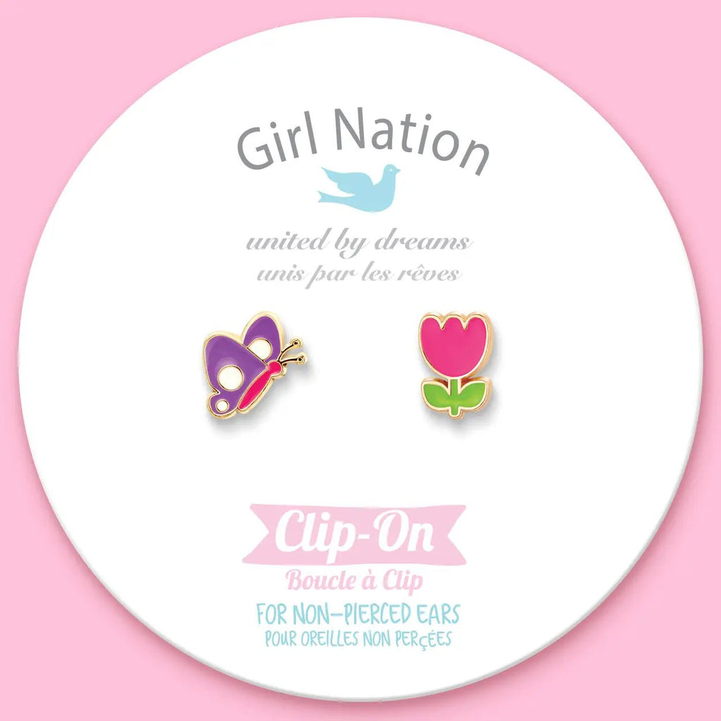 Girl Nation The Perfect Pair: Flutter and Flower Cutie Clip On Earrings - Owl & Goose Gifts