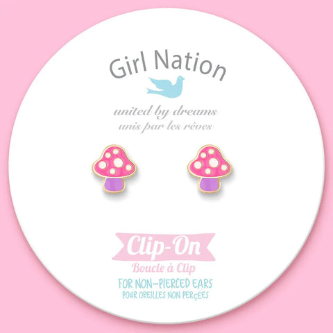 Girl Nation: Mini Mushroom Cutie Clip On Earrings - Owl & Goose Gifts