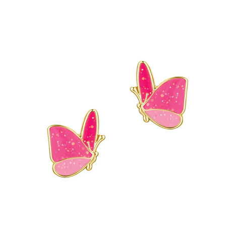 Girl Nation: Glitter Butterfly Cutie Stud Earrings - Owl & Goose Gifts