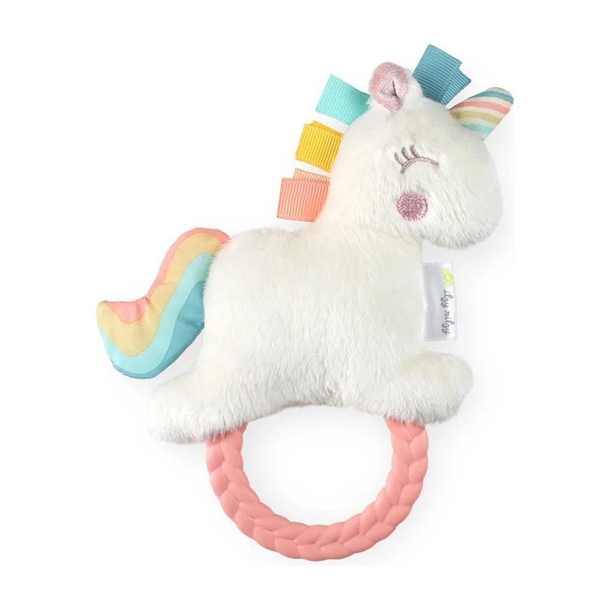 Itzy Ritzy Ritzy Rattle Pal™ Unicorn Plush Rattle Pal with Teether - Owl & Goose Gifts